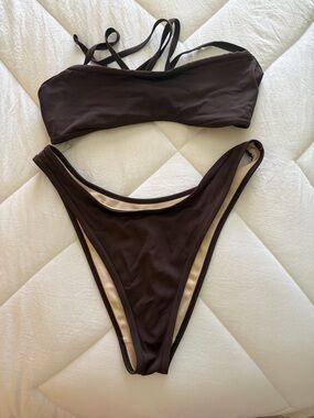 La Hearts Brown Two-Piece Bikini Set